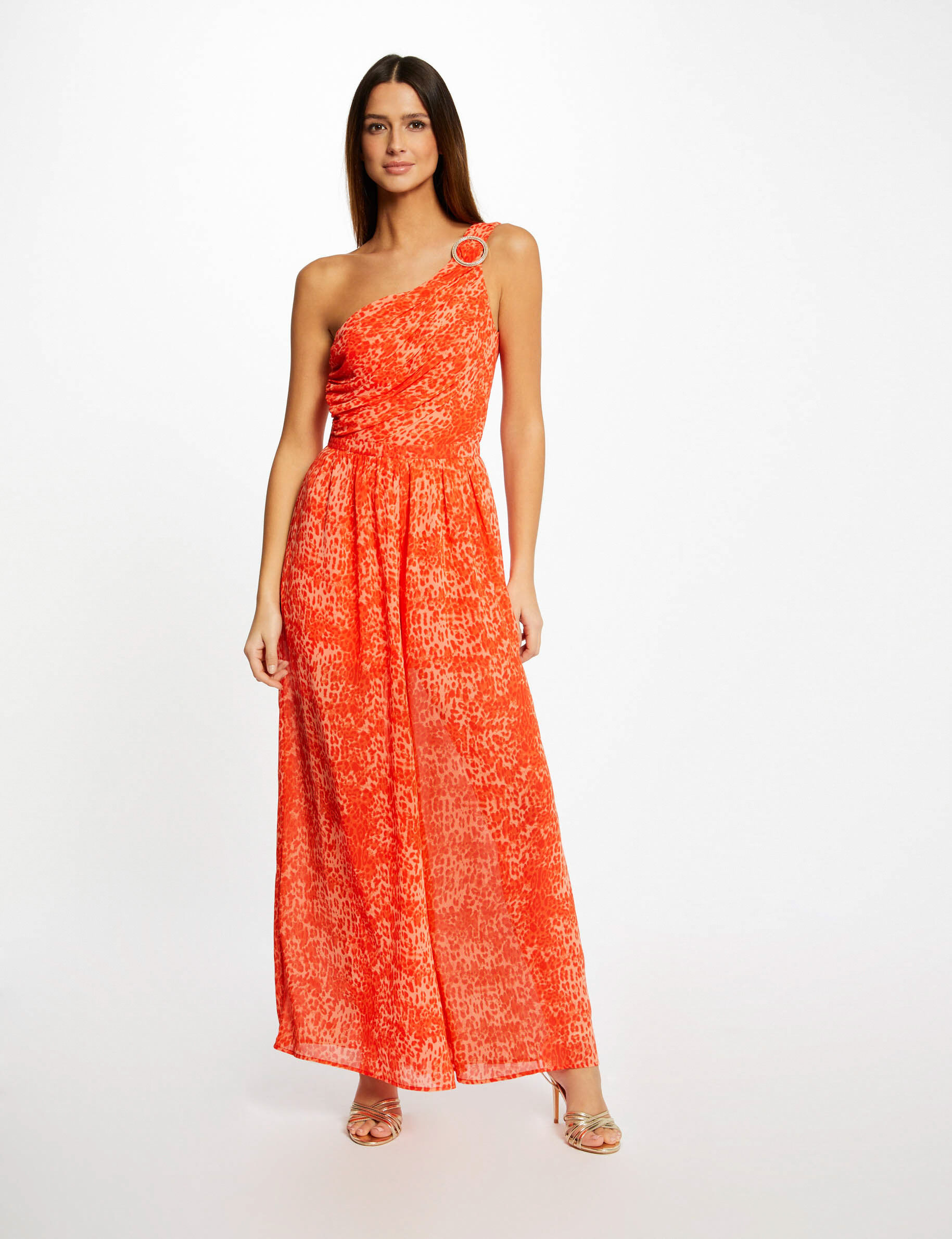 Combinaison large imprimé léopard caramel femme - caramel