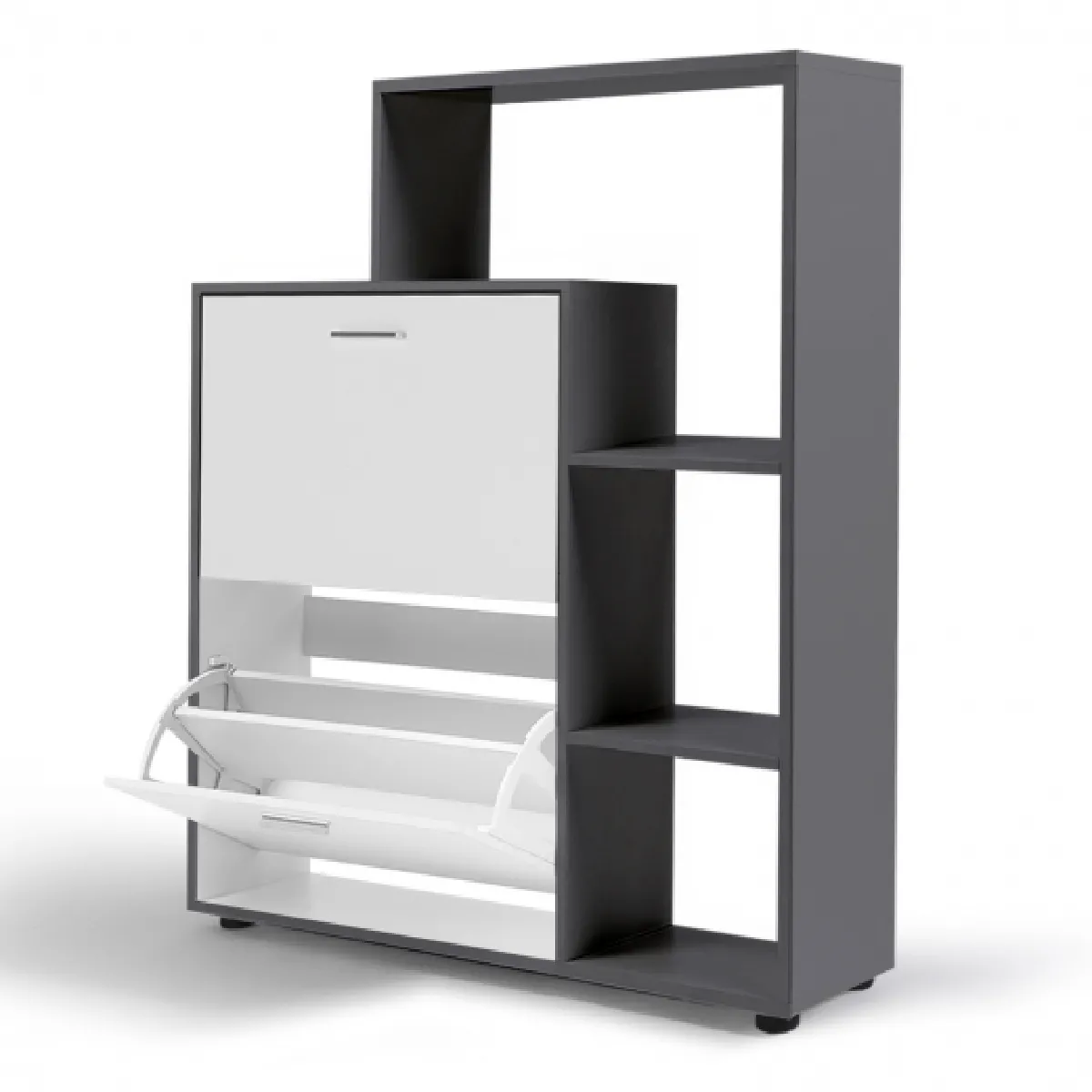 Idmarket MARKET KLARK - Gris 2 portes blanches avec étagère