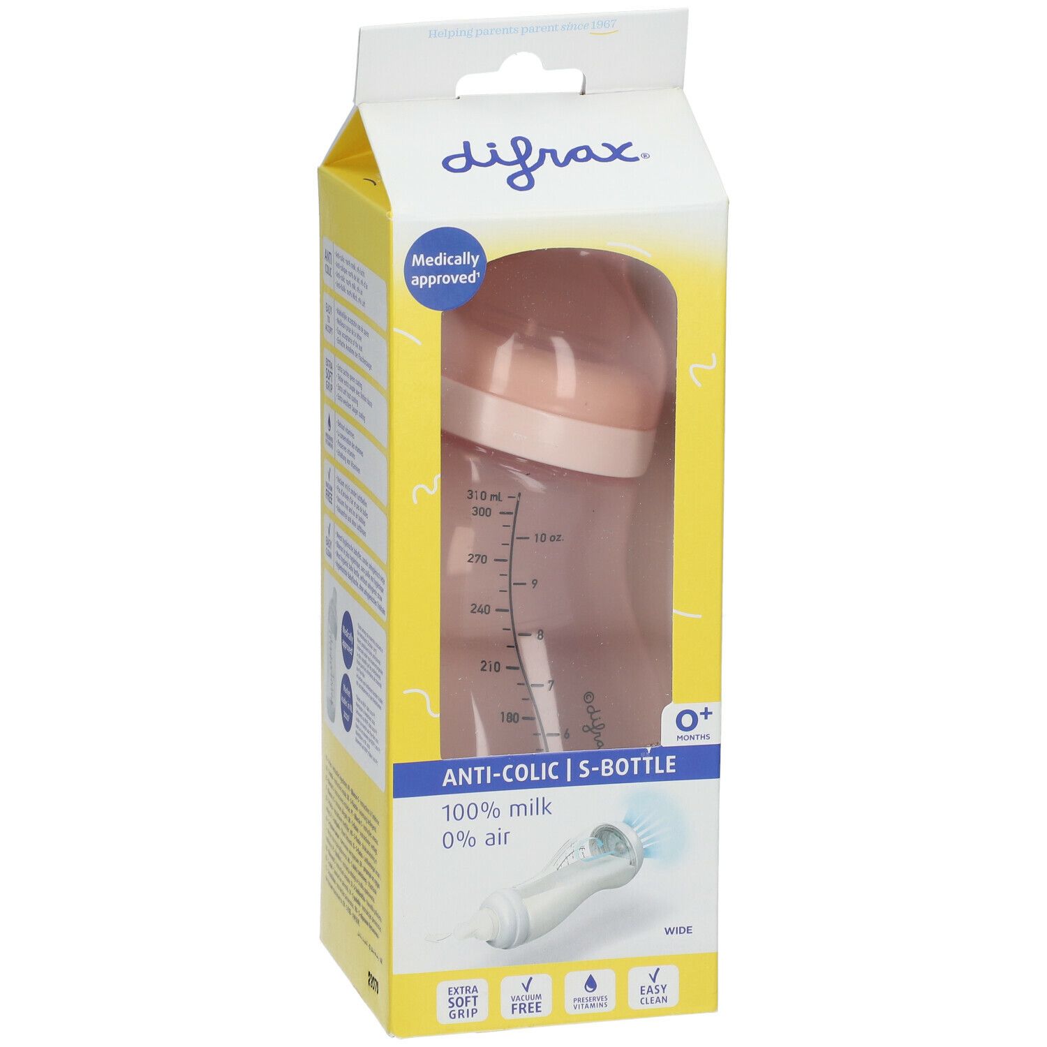 difrax® Anti-Kolik Babyflasche S Wide - Blossom 310 ml