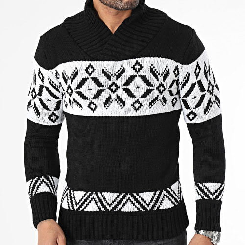 Pull Col Amplified Noir Blanc