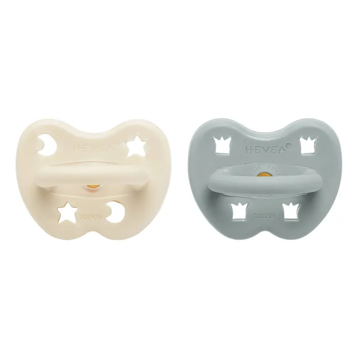 Hevea Tétines rondes en caoutchouc naturel - Lot de 2 | Gris clair
