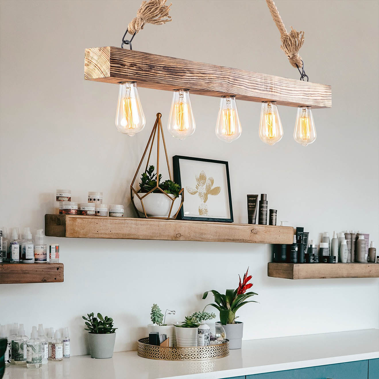 Opviq Lustre Erebos bois - 100x7x53 cm