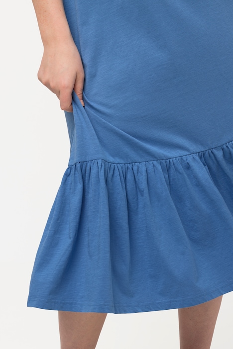 Midikleid, Volant, V-Ausschnitt, ärmellos, Biobaumwolle