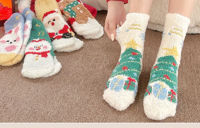 Romilan - Kerstprint Coral Fleece Sokken