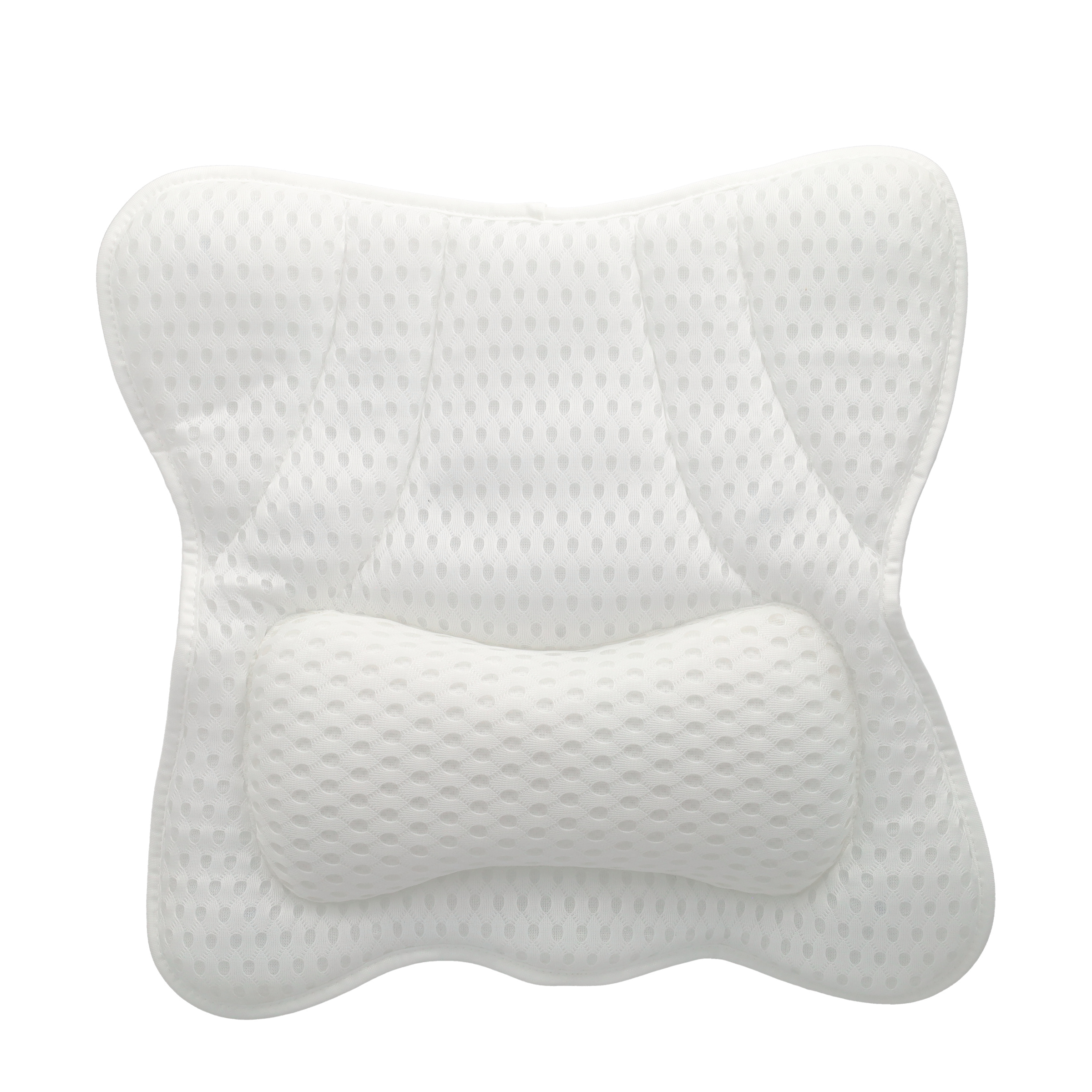 (40x40cm) Badewannen Kissen Nackenkissen Schmetterling Form AirMesh-Technologie mit 6 Saugnäpfen - Weiss