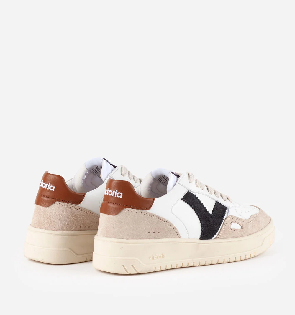 SEUL EFFET CUIR & CUIR FENDU Baskets unisexes semelles beiges CUERO