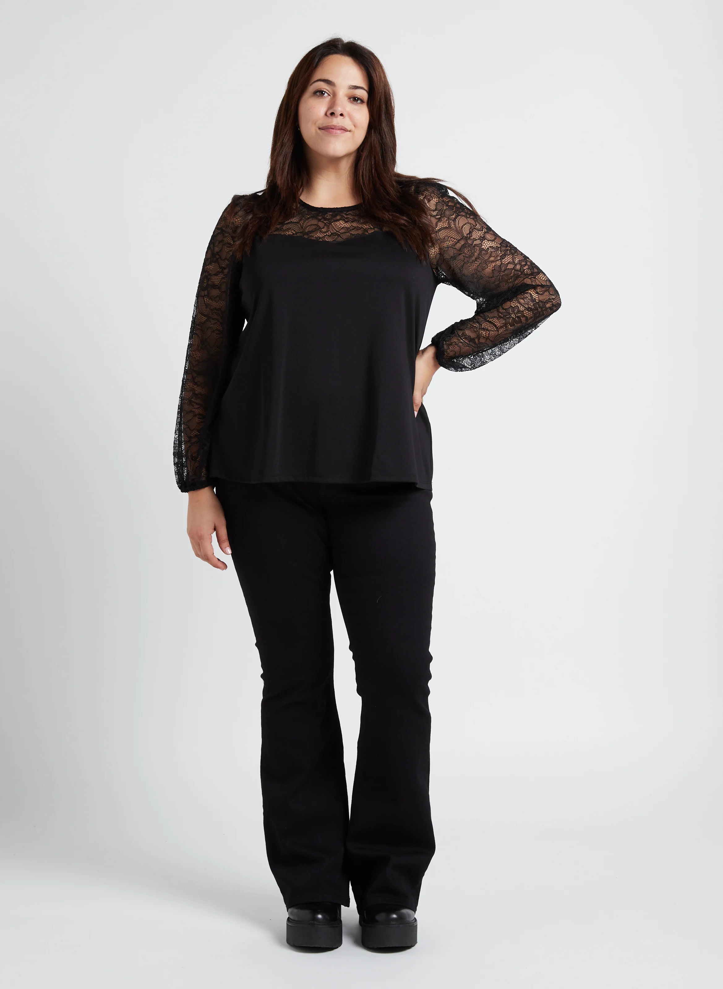 Jean boot-cut en coton mélangé | Noir