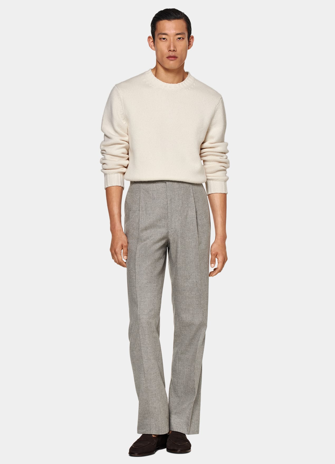 Pull col rond Merino blanc cassé