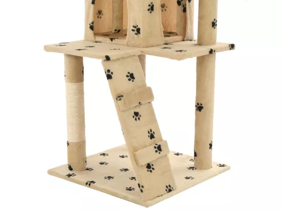 Arbre à chat avec griffoirs en sisal 120 cm Beige Motif pattes