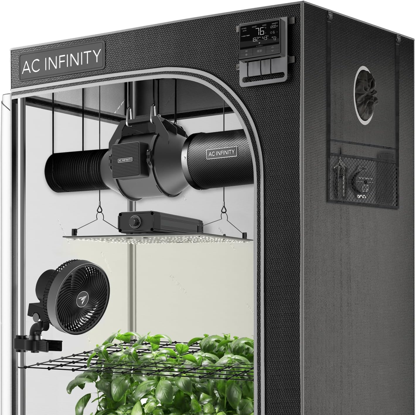 AC Infinity Advance Grow Zelt-System 60 x 60 x180 cm – 1-Pflanzen-Growset mit WLAN-Steuerung, automatisierter Belüftung und Vollspektrum Samsung LM301H LED Grow Light, 2000D Mylar-Zelt