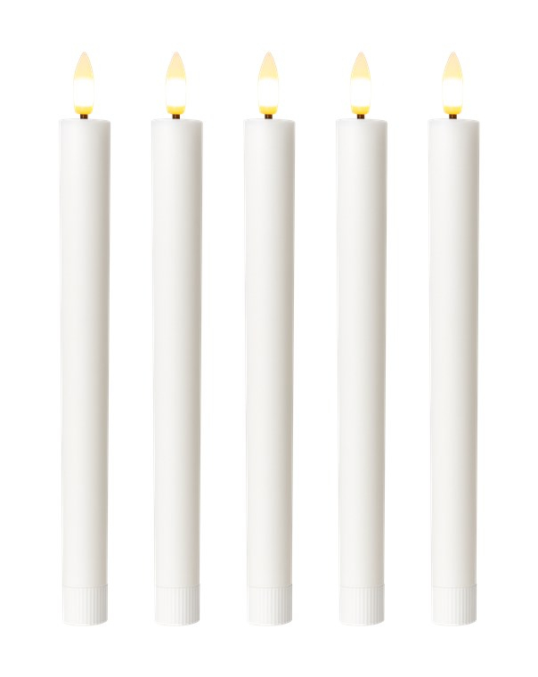 (5er Set) Echtwachs LED Stabkerzen Home Deko Stimmungsleuchte Dimmbar inkl. Fernbedienung (Batteriebetrieben) - Warmweiss