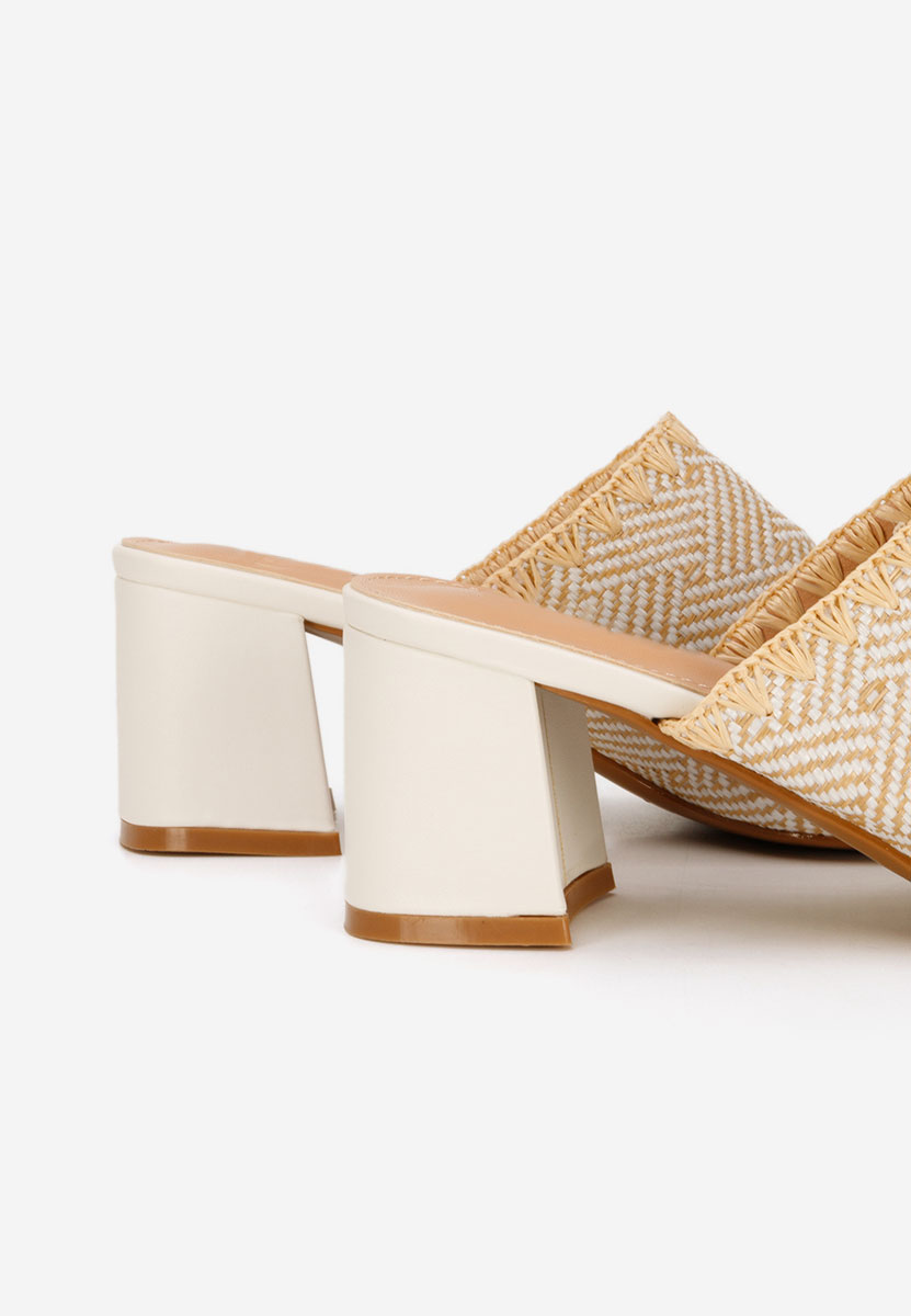 Mules à talon épais blancs Yngrid