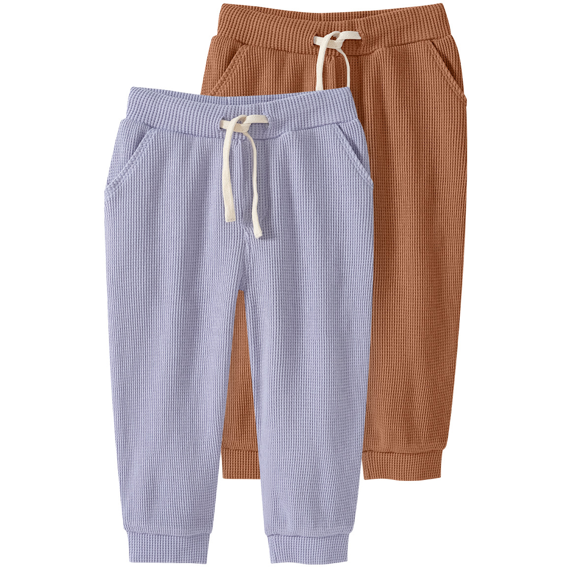 Topomini Pure Collection 2 Baby Jogginghosen aus Waffel-Piqué terracotta / hellblau