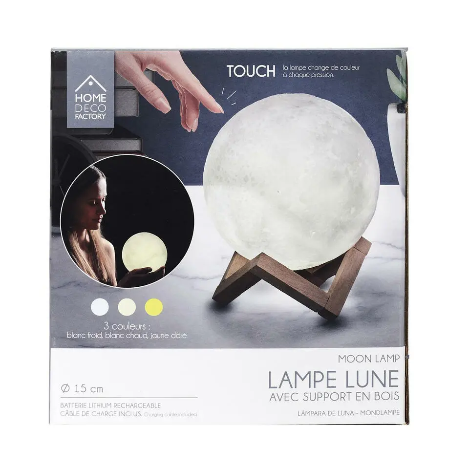 Home Deco Factory Maanlamp - met houder - 3D - touch - oplaadbaar