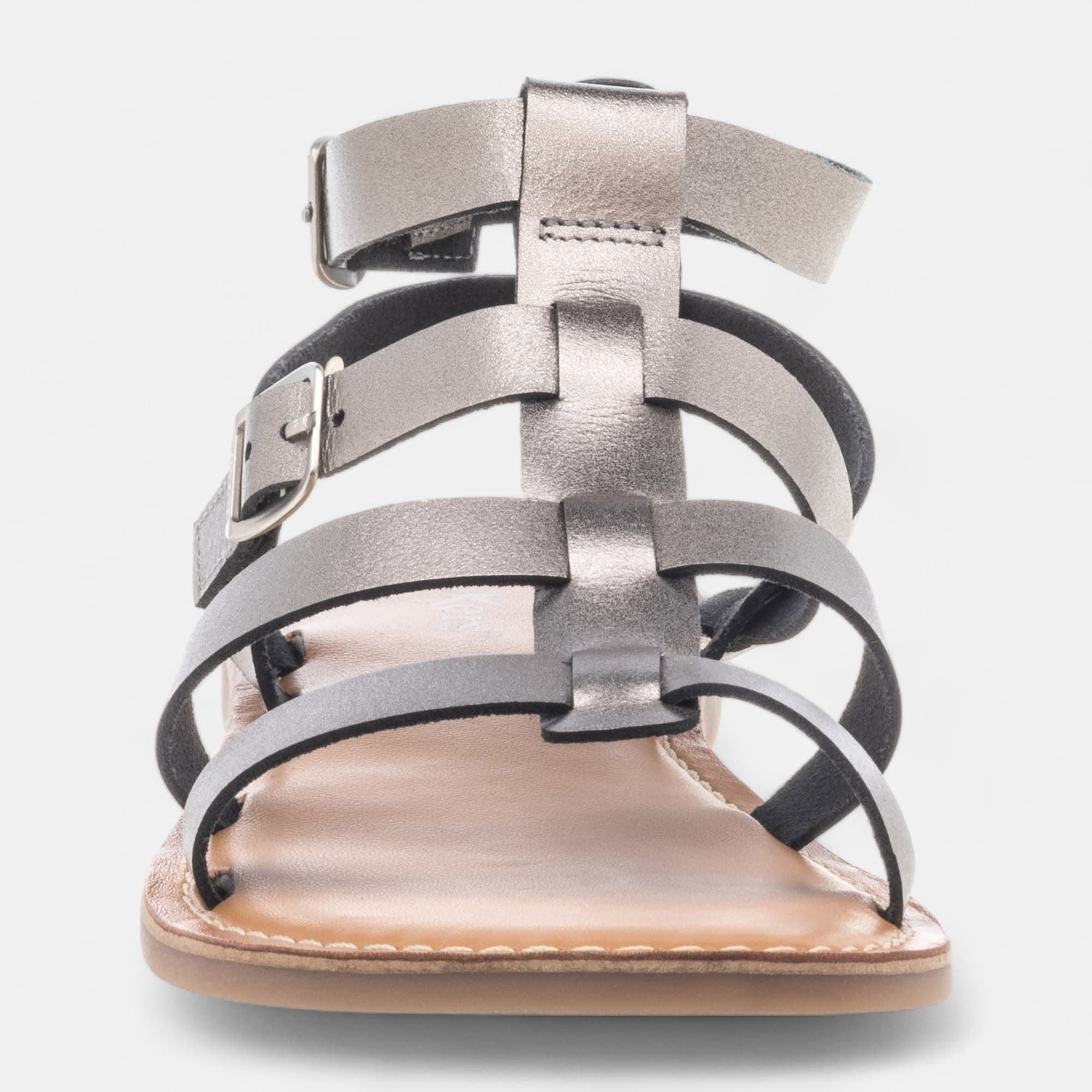 Nu-pieds Femme en cuir argent