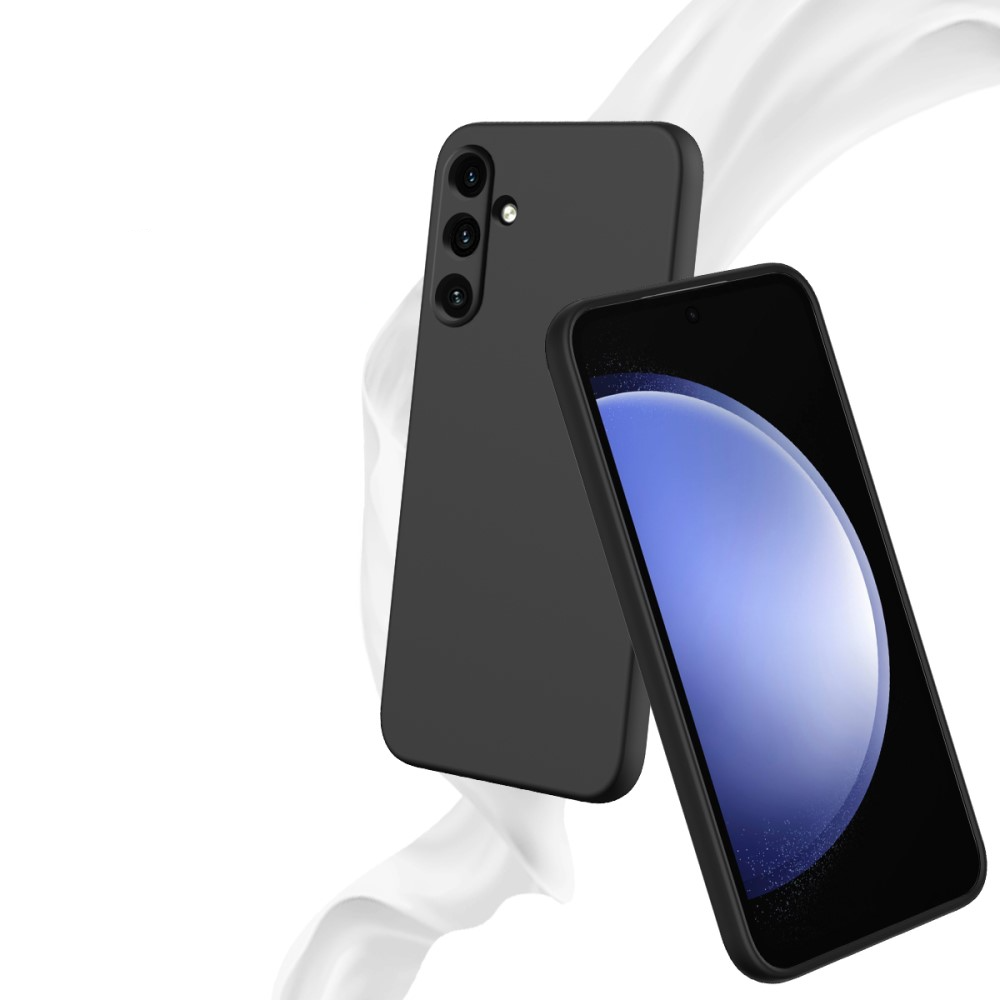 Samsung Galaxy A55 Silikon Case Hülle mit Kameraschutz   Handschlaufe - Schwarz