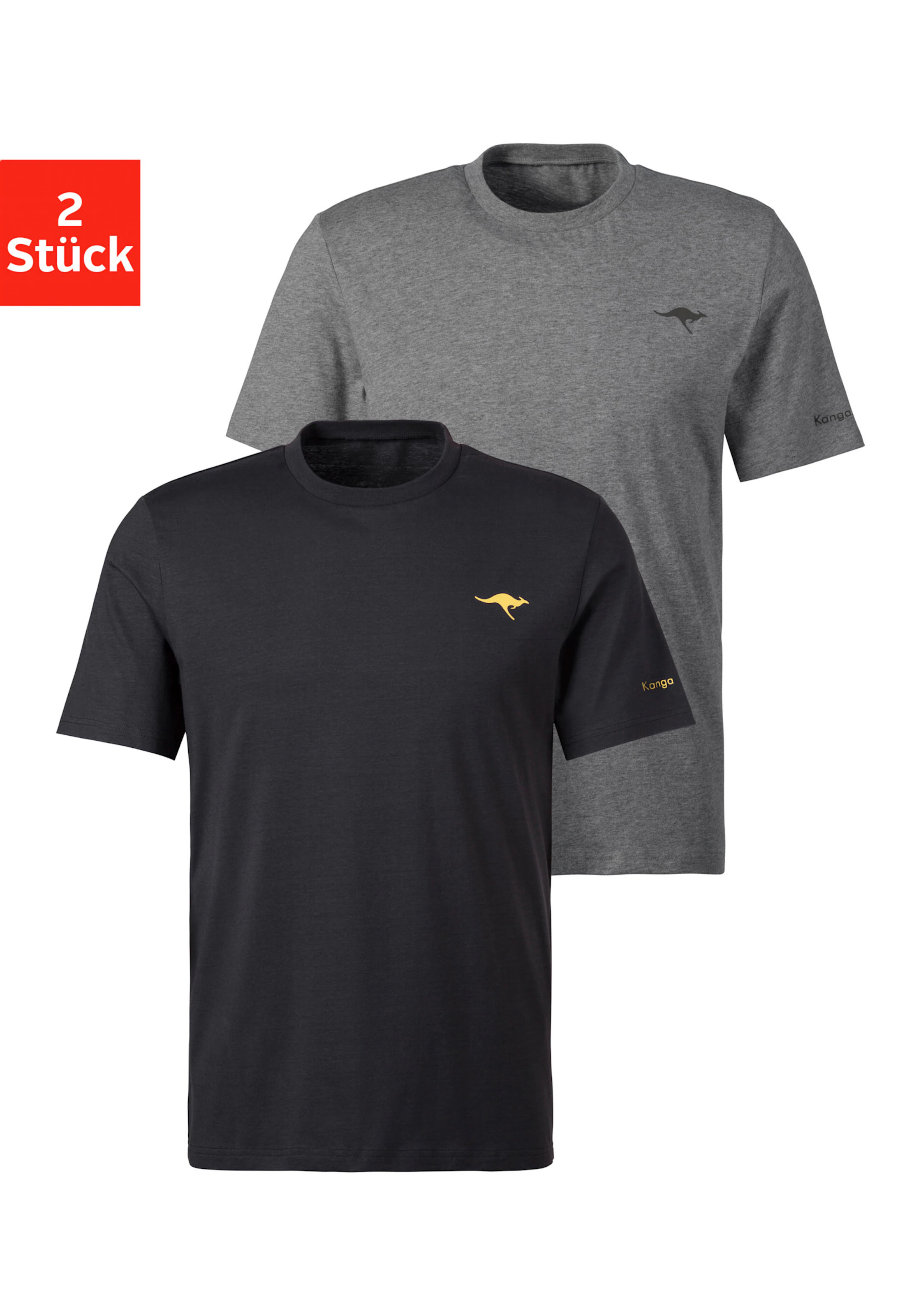 KangaROOS Kurzarmshirt in grau-meliert, anthrazit