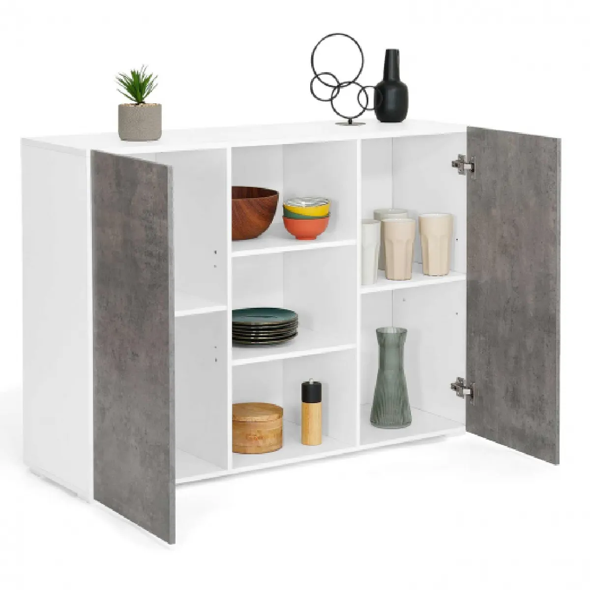 Idmarket MARKET Buffet ELI 2p. blanc/béton