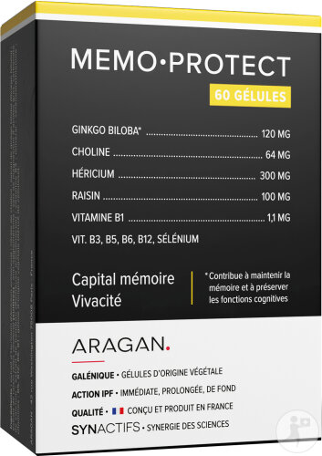 Aragan Synactifs Memoprotect Mémoire Ginkgo Biloba 60 Gélules