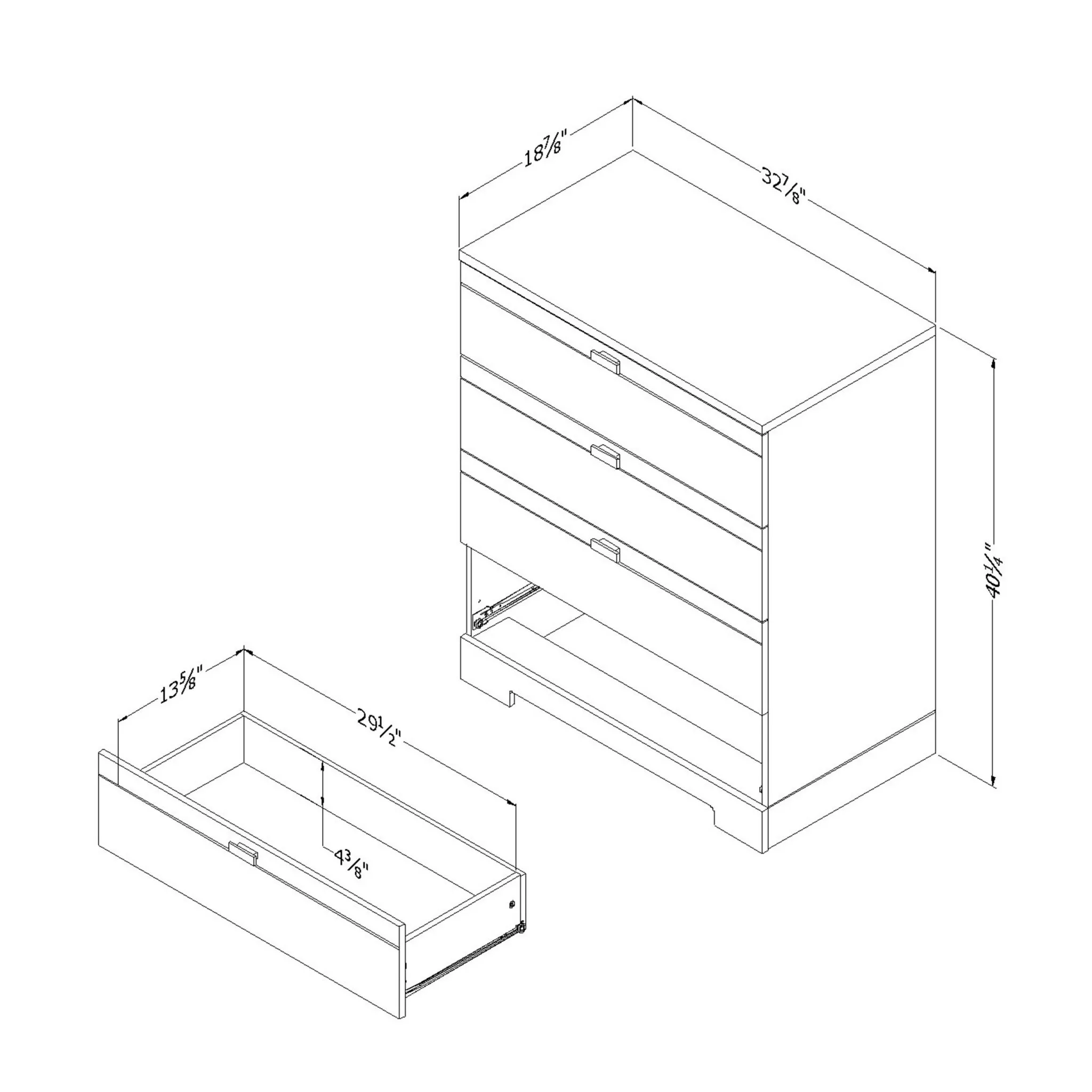 South Shore Commode 4 Tiroirs Reevo - Blanc Solide