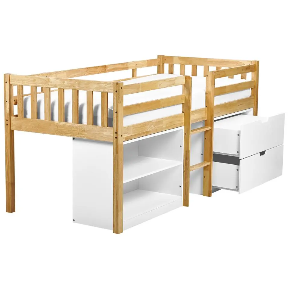 SUSVILLE - Kinderbed - Lichtbruin - 90 x 200 cm - Rubberhout