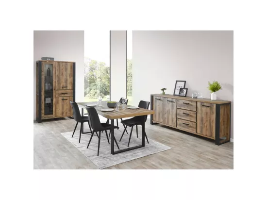 Vaisselier 3 portes 1 tiroir effet Bois tropical - BRUNO