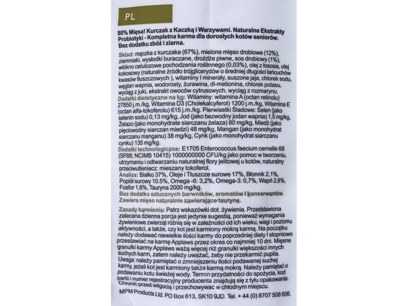 APPLAWS Cat Senior Chicken - tørfoder til kattekillinger - 7,5 kg