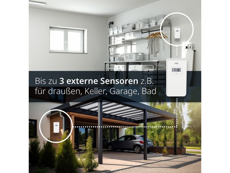 ADE Wetterstation mit Funk-Aussensensor Schwarz Wetterstation mit Funk-Aussensensor und DCF-Funkuhr