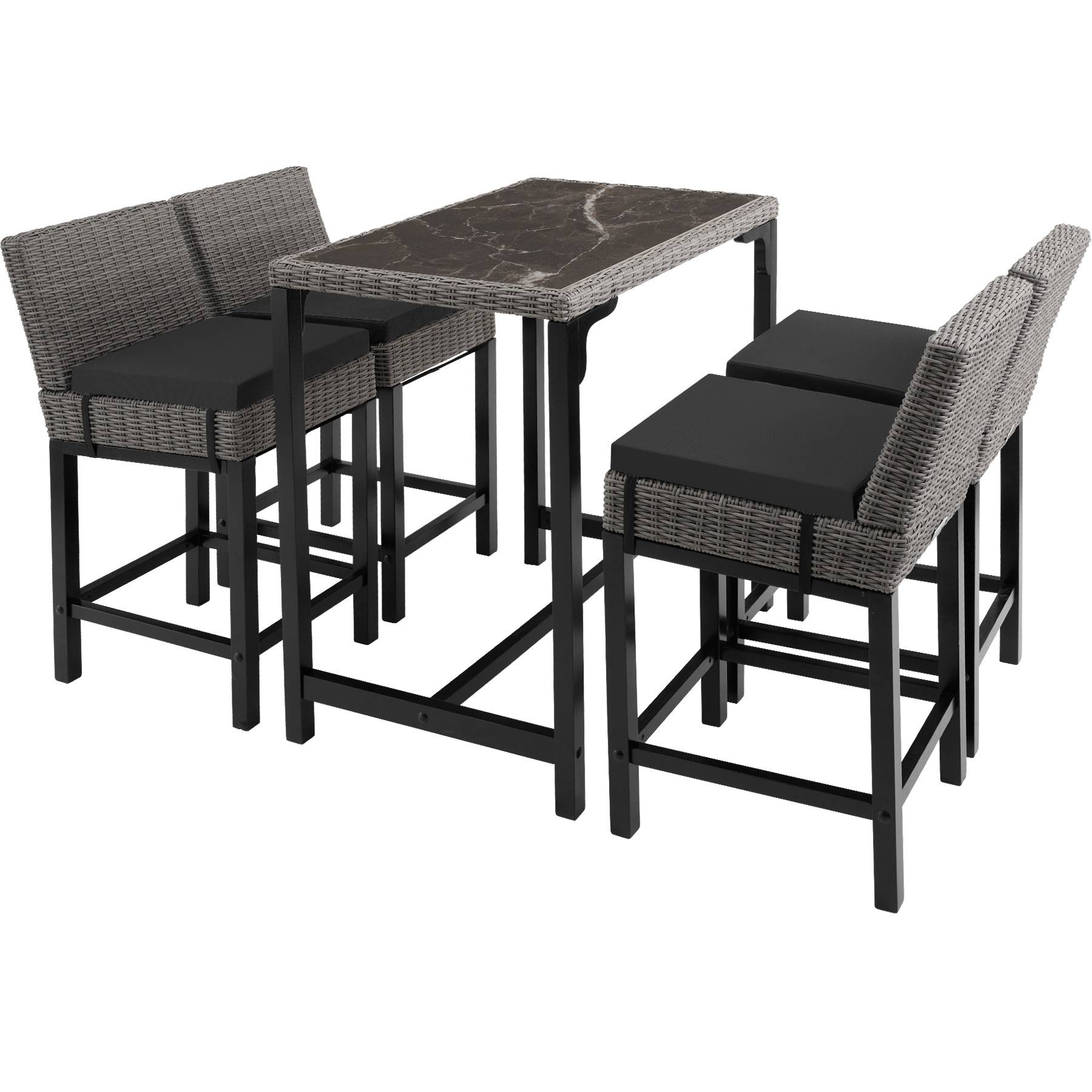Rattan Tisch Kutina mit 4 Stühlen Latina