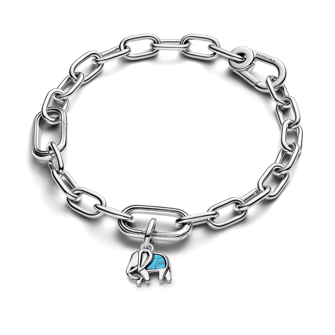 Pandora Moments Türkisfarbener Elefant Mini-Charm-Anhänger 925 Silber