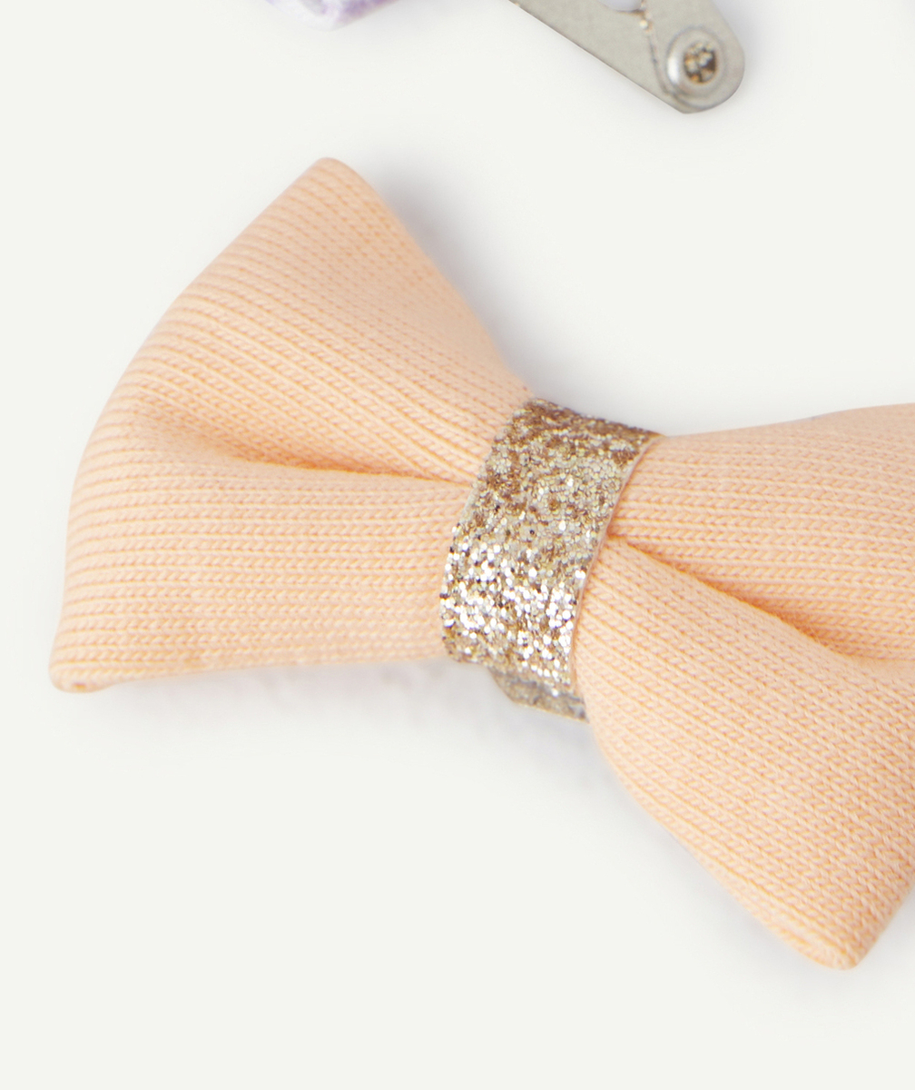 LOT DE 3 BARRETTES BÉBÉ FILLE AVEC NOEUDS UNI RAYÉ OU IMPRIMÉ