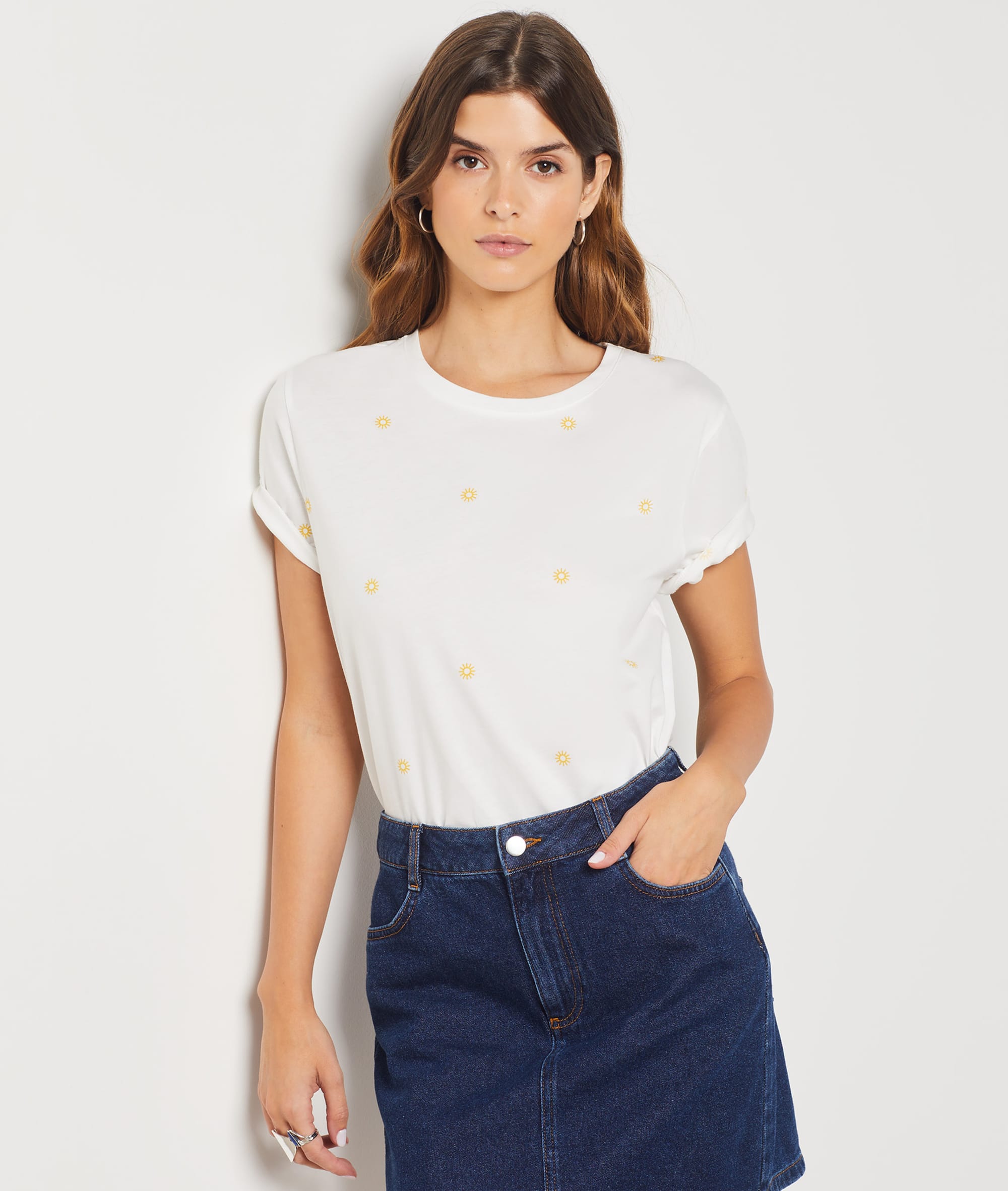 T-shirt manches courte imprimé soleil