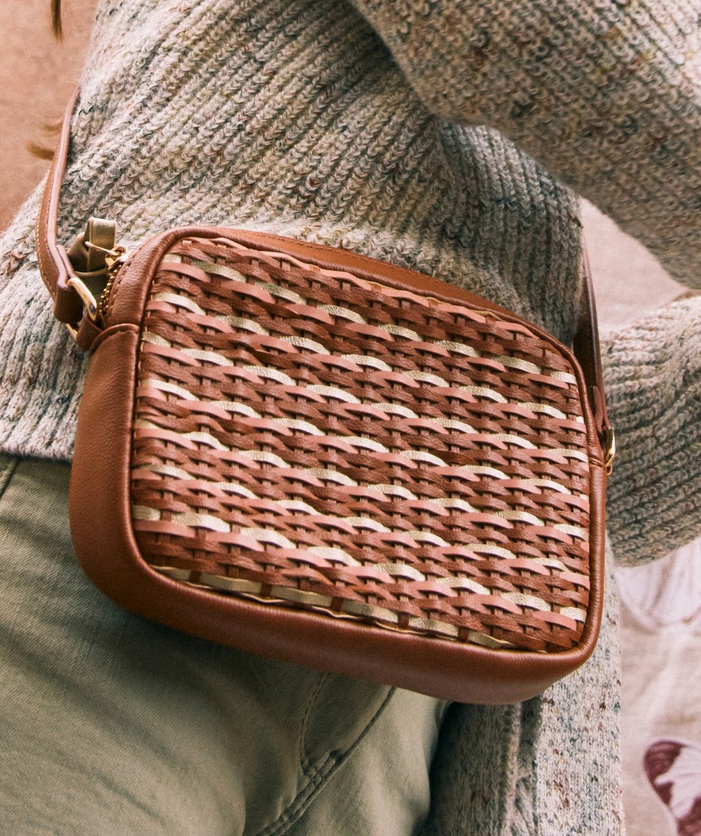 SAC À BANDOULIÈRE MARRON AVEC TRESSAGE FILLE