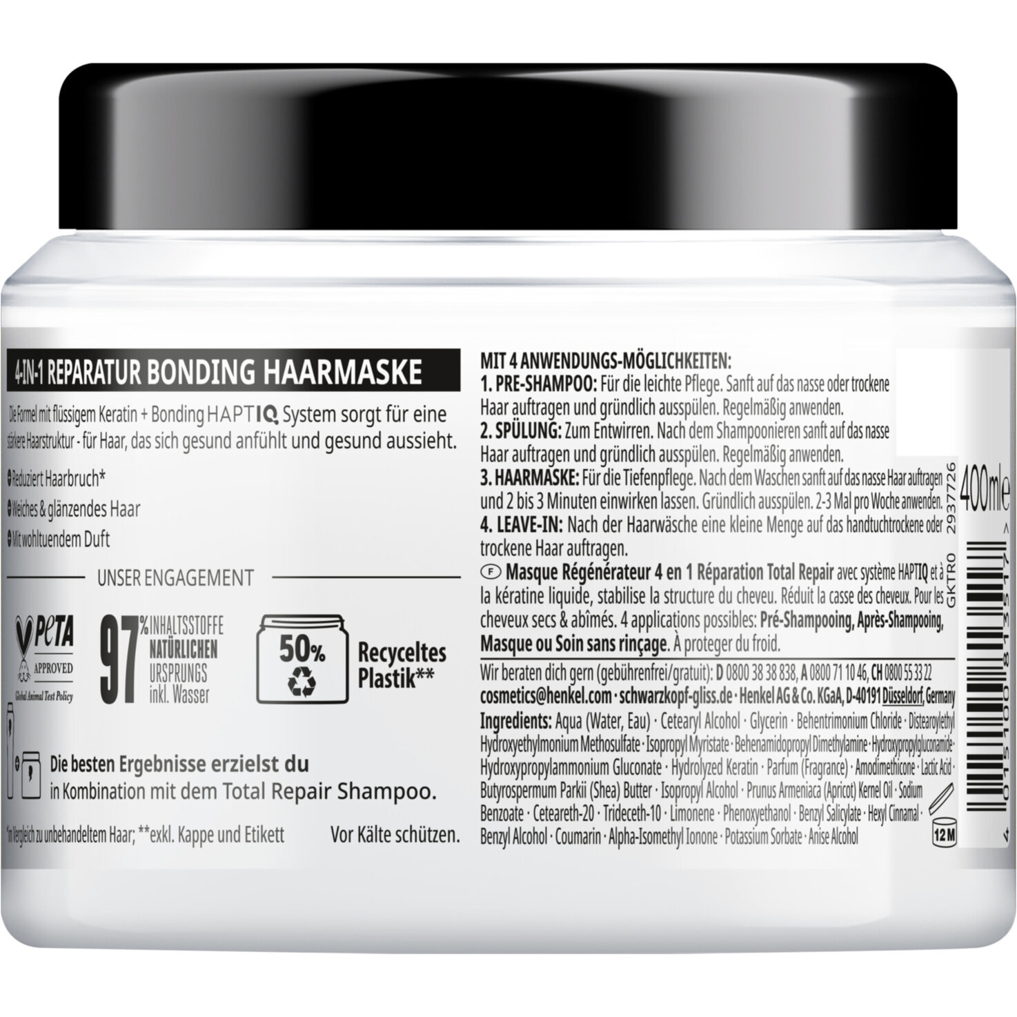 Schwarzkopf Gliss 4-in-1 Bonding Haarmaske Total Repair Reparatur