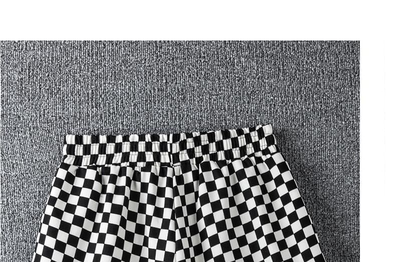 Dovitade - Geruite shorts met hoge taille en bies
