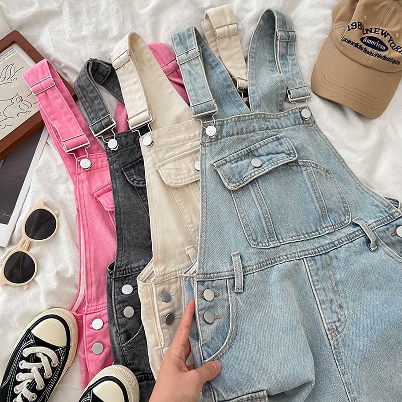 Babique - Gewassen Cargo Denim Jumper Shorts
