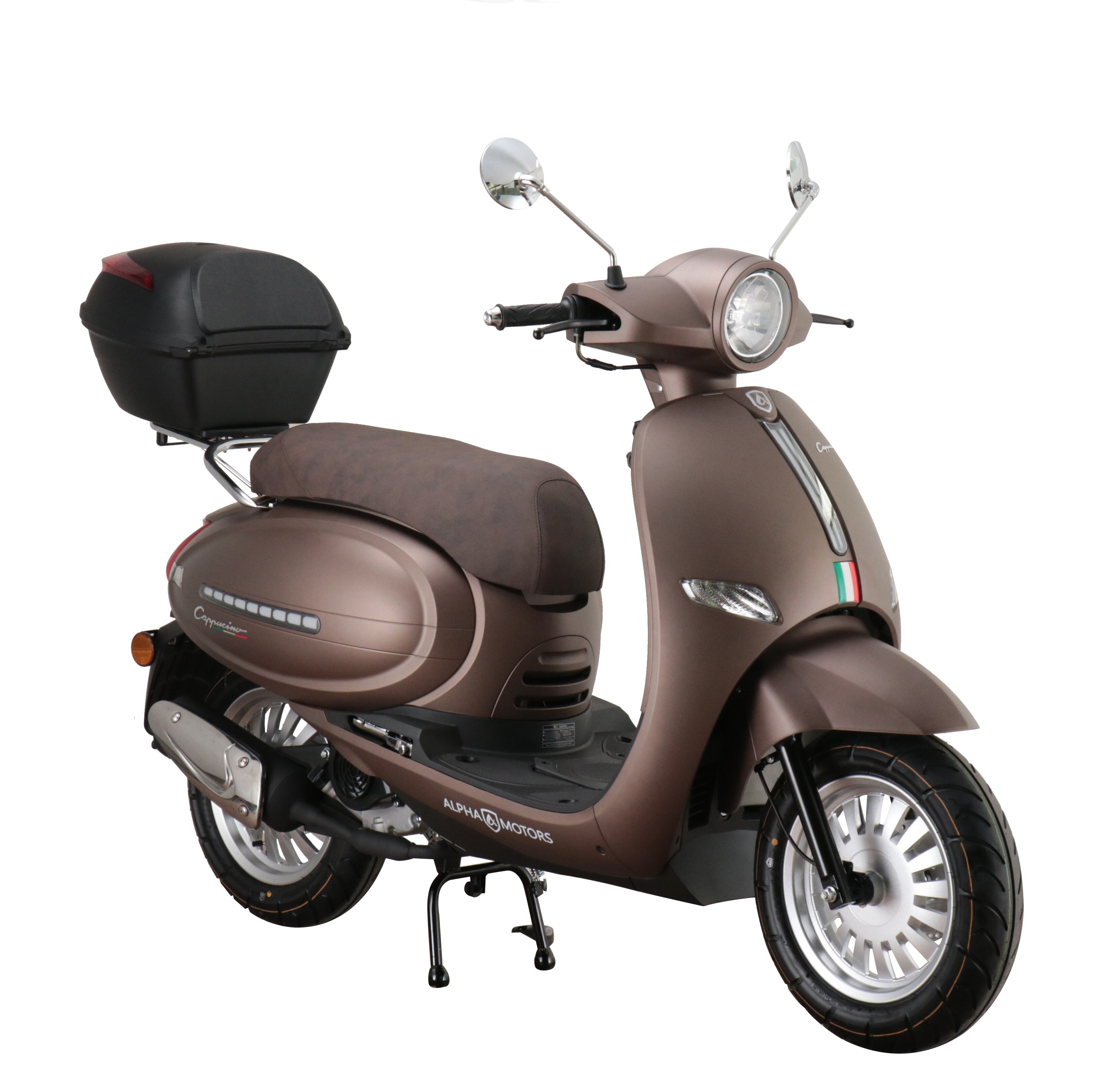 Alpha Motors Motorroller Cappucino 50 ccm 45 km/h EURO 5 mattbraun inkl. Topcase