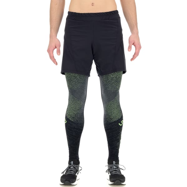 Short running UYN MAN RUNNING EXCELERATION SHORTS 2IN1 BLACK YELLOW FLUO