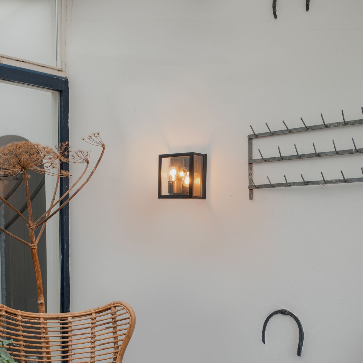 Industriële plafondlamp zwart IP44 2-lichts - Charlois