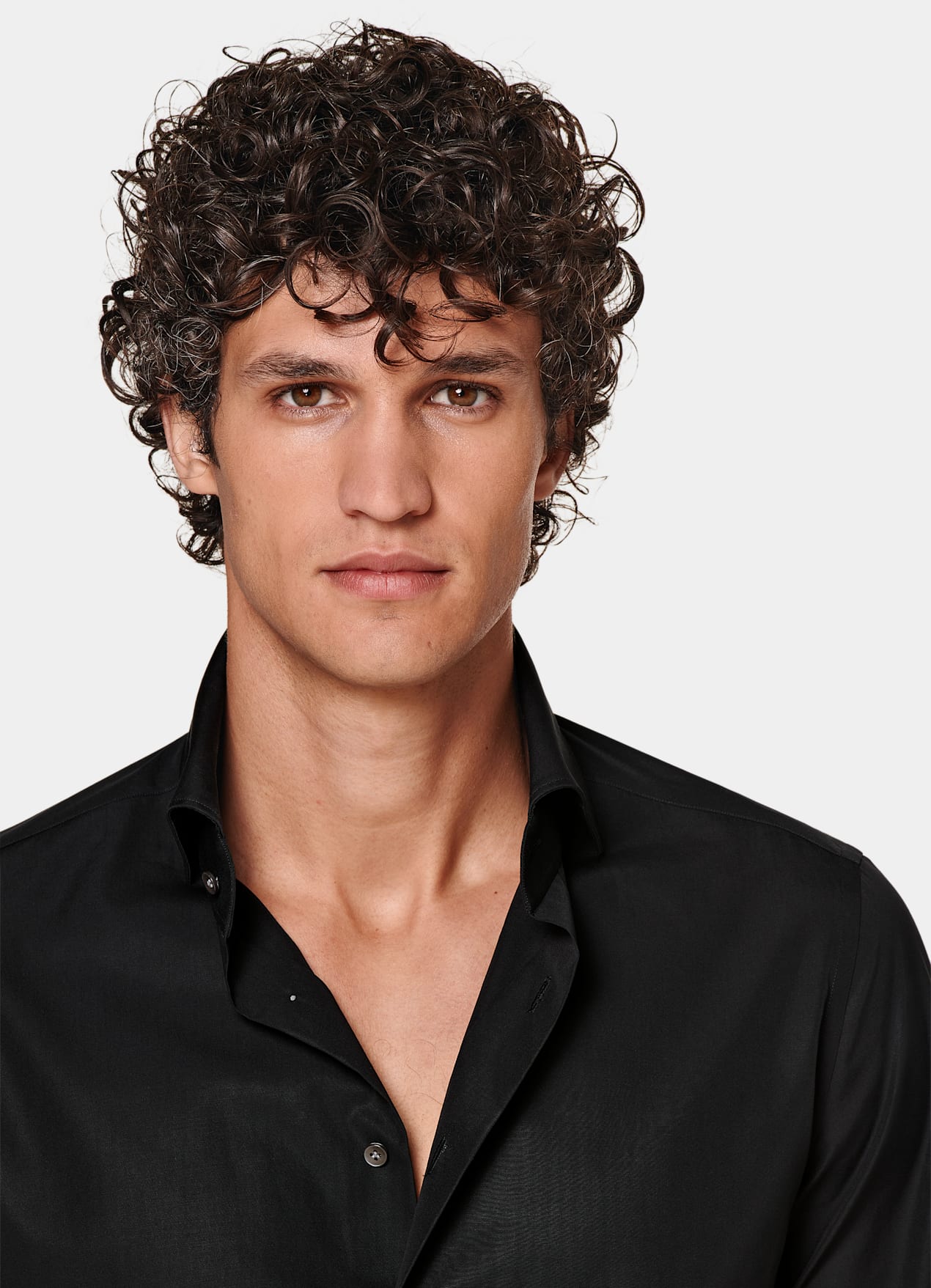 Chemise coupe tailored en popeline noire