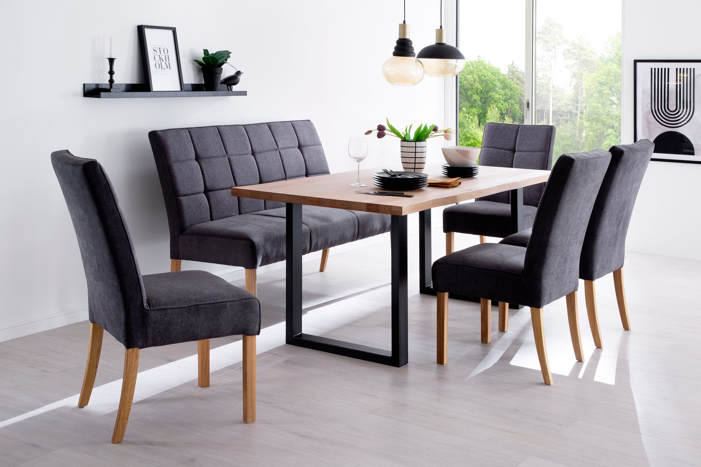 MCA living Esstisch »Rockford« Massivholztisch mit Baumkante