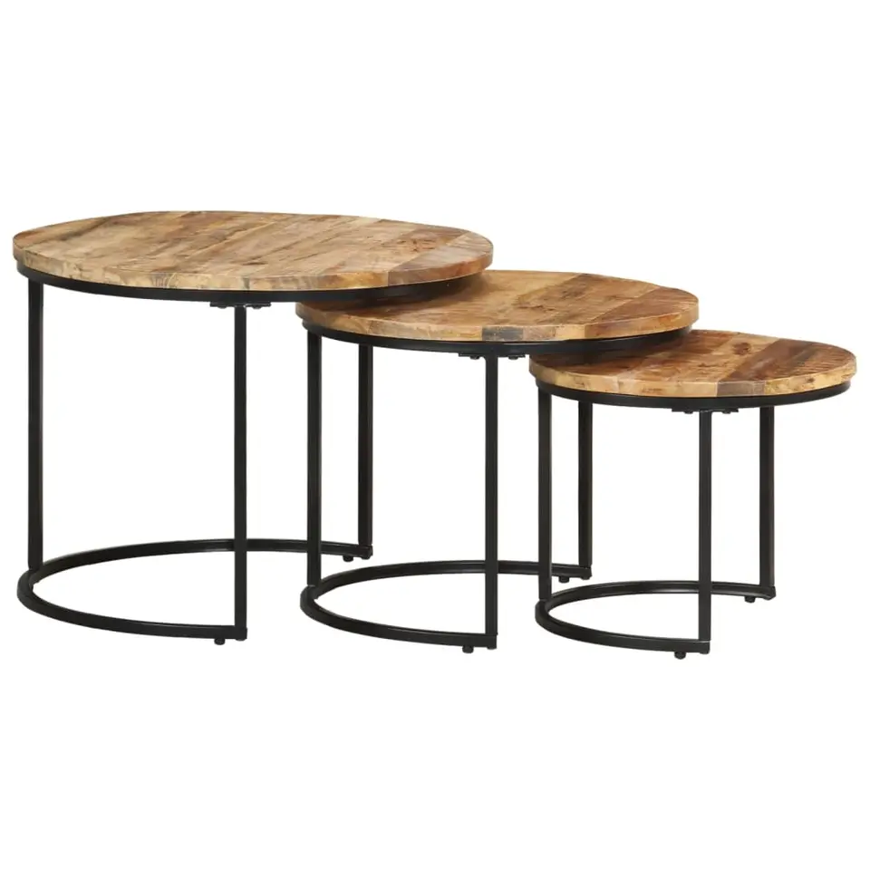 vidaXL - Tafeltje - Bruin - Hout - Ø 40 x 34 cm - 3 stuks