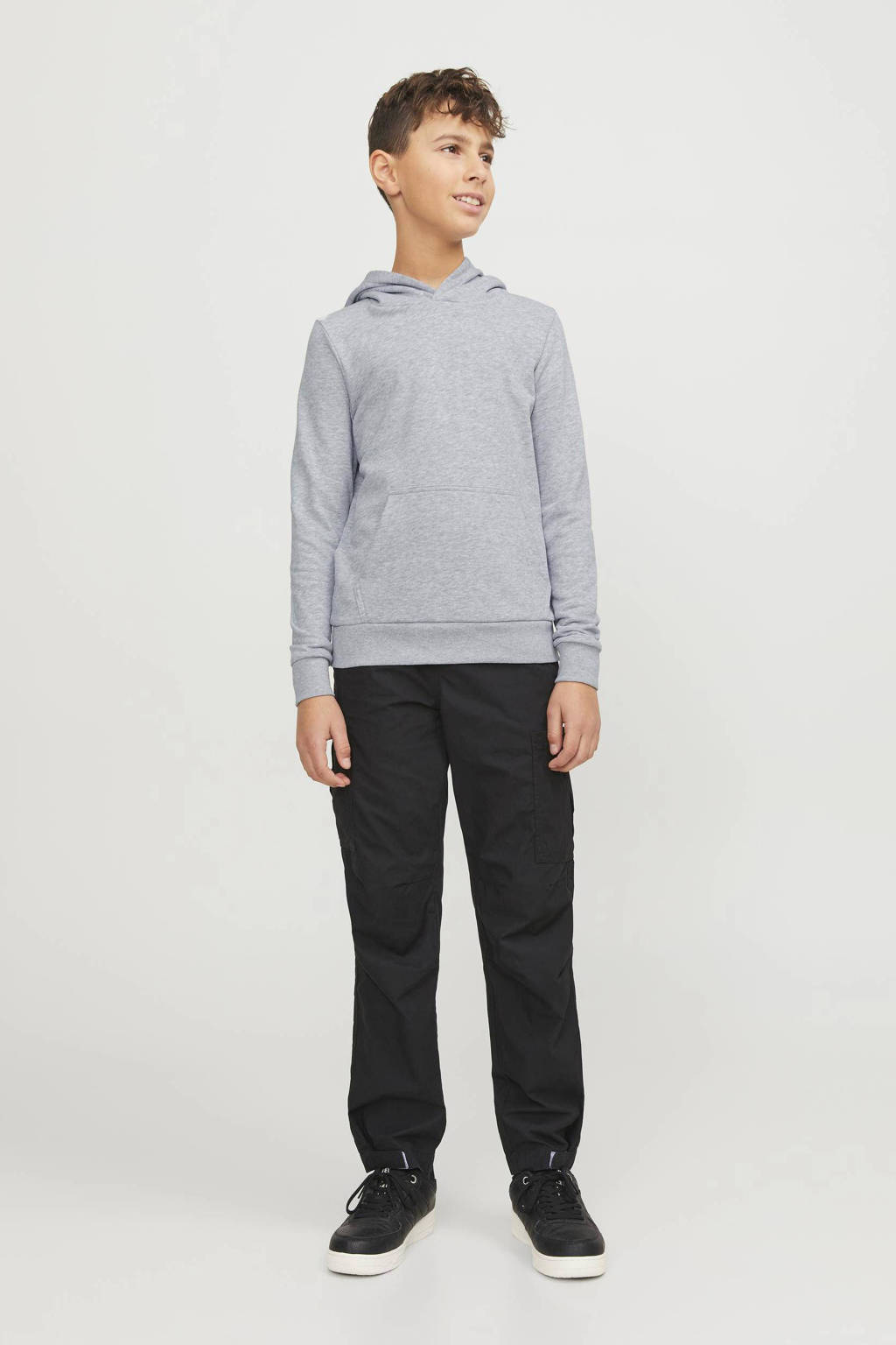 JACK & JONES hoodie JJEBRADLEY SWEAT HOOD NOOS JNR grijs melange