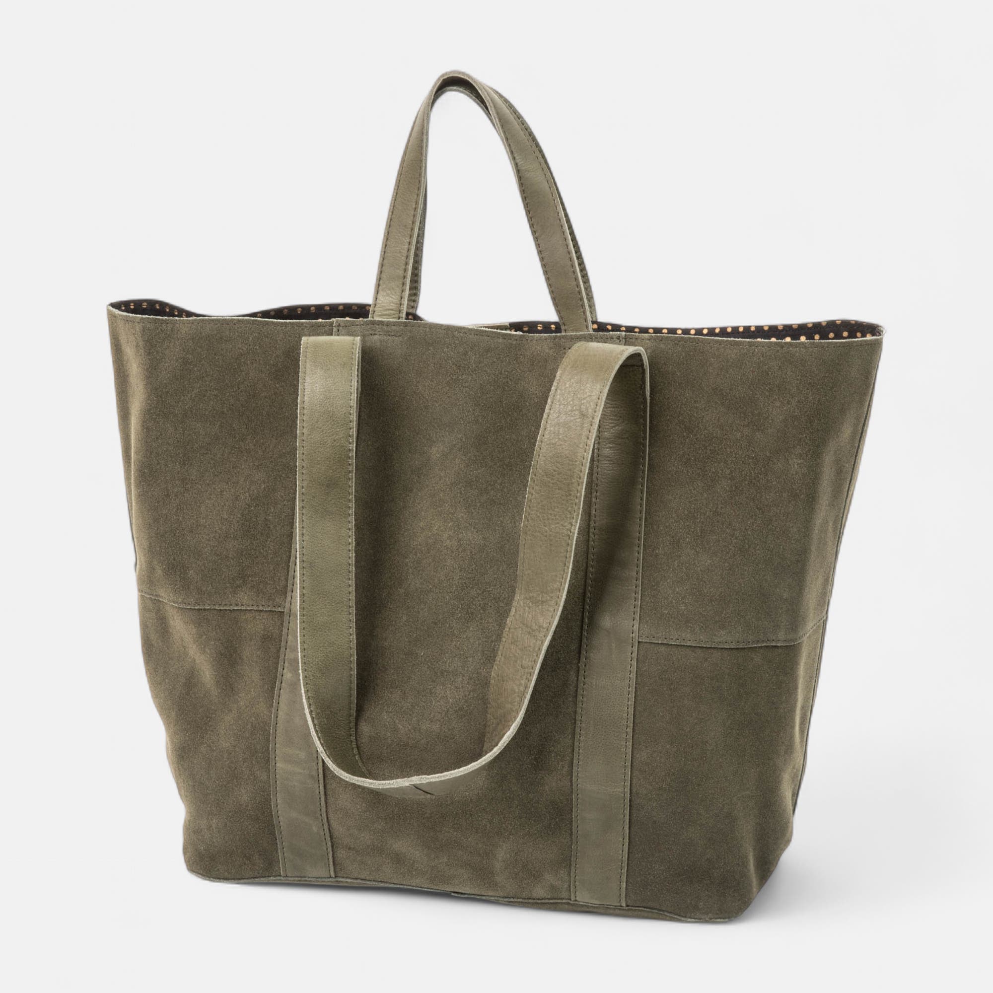Sac de shopping en cuir kaki