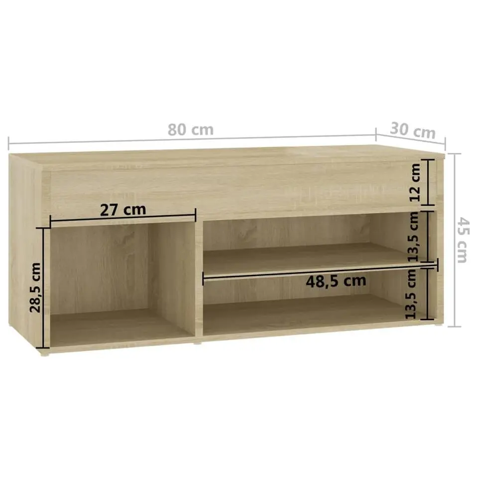 vidaXL - Schoenenbank - Bruin - Bewerkt hout - 80 x 30 x 45 cm