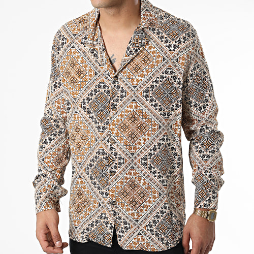 Chemise Manches Longues Beige Jaune