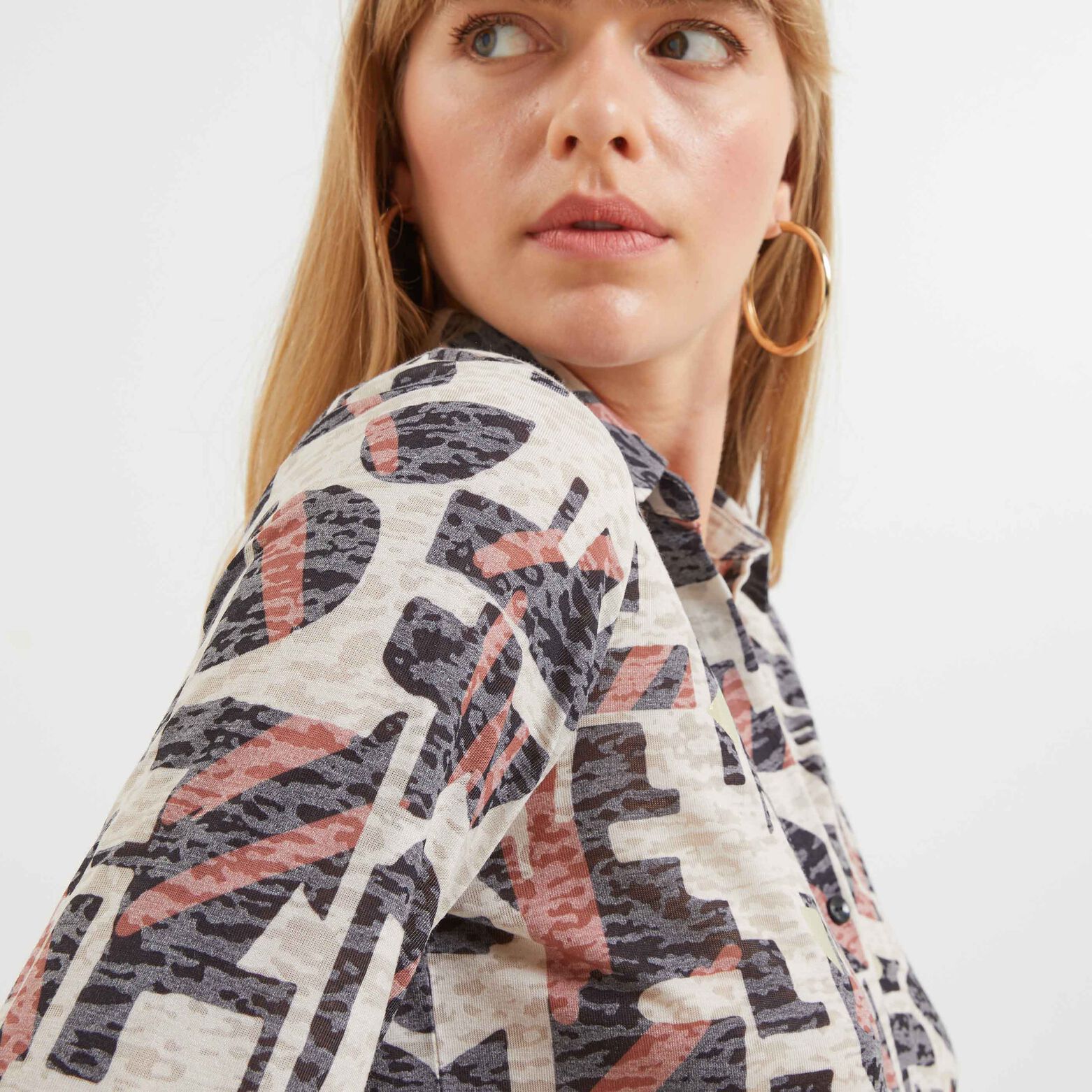 T-shirt col chemise imprimé