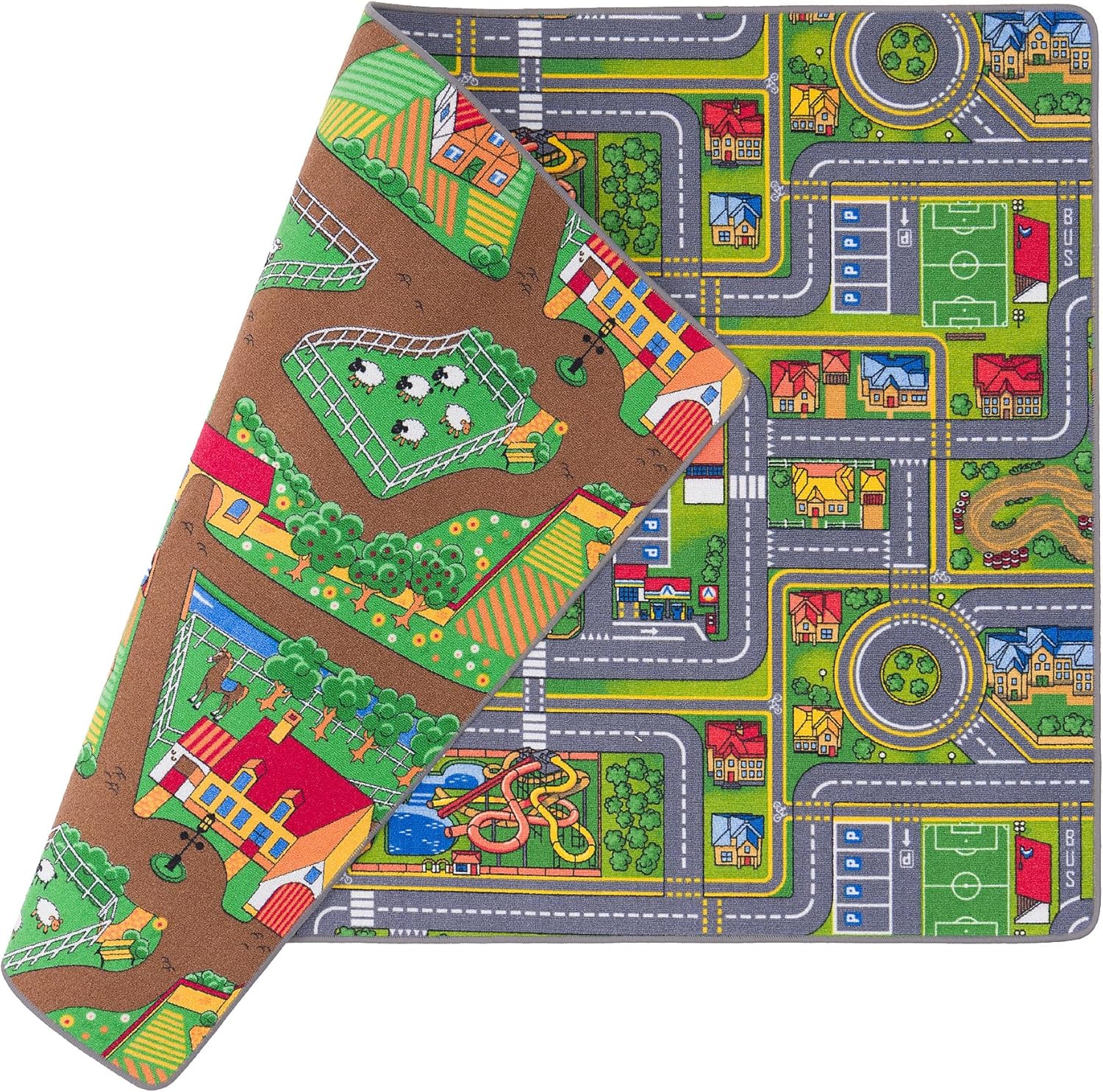 Pergamon Straßenteppich Beidseitig Kinder Spielteppiche für Kinderzimmer und Spielzimmer