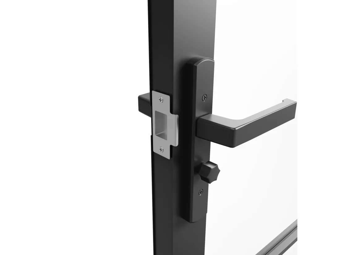 Bloc porte à deux battants en aluminium et verre dépoli - 2 x H204 x L83 cm - Noir - SEROTO