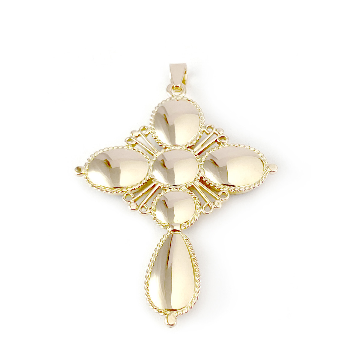 Pendentif croix d'occasion or 750 jaune pierres imitations
